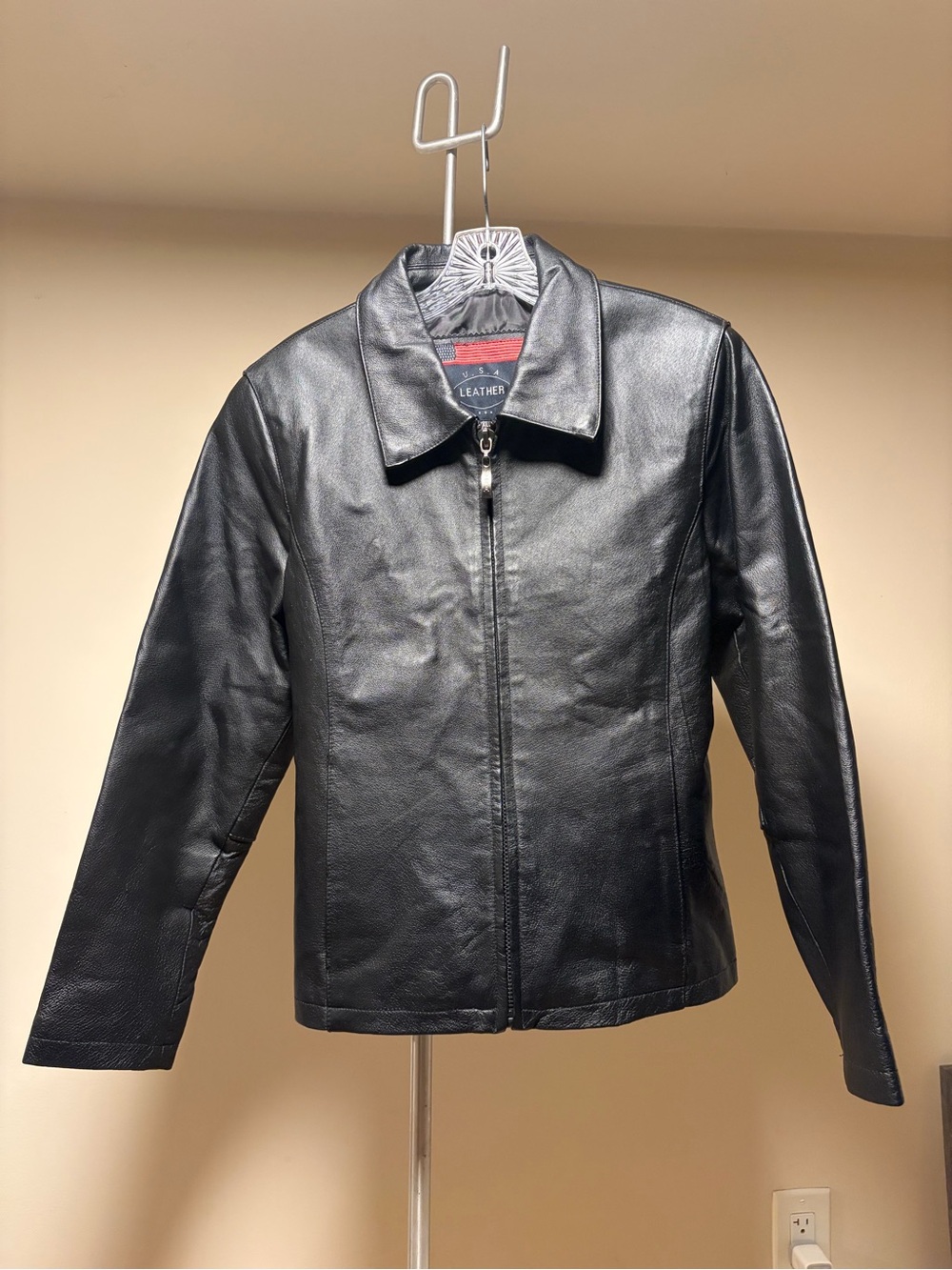 Womens Vintage Fitted USA Leather Jacket  -12